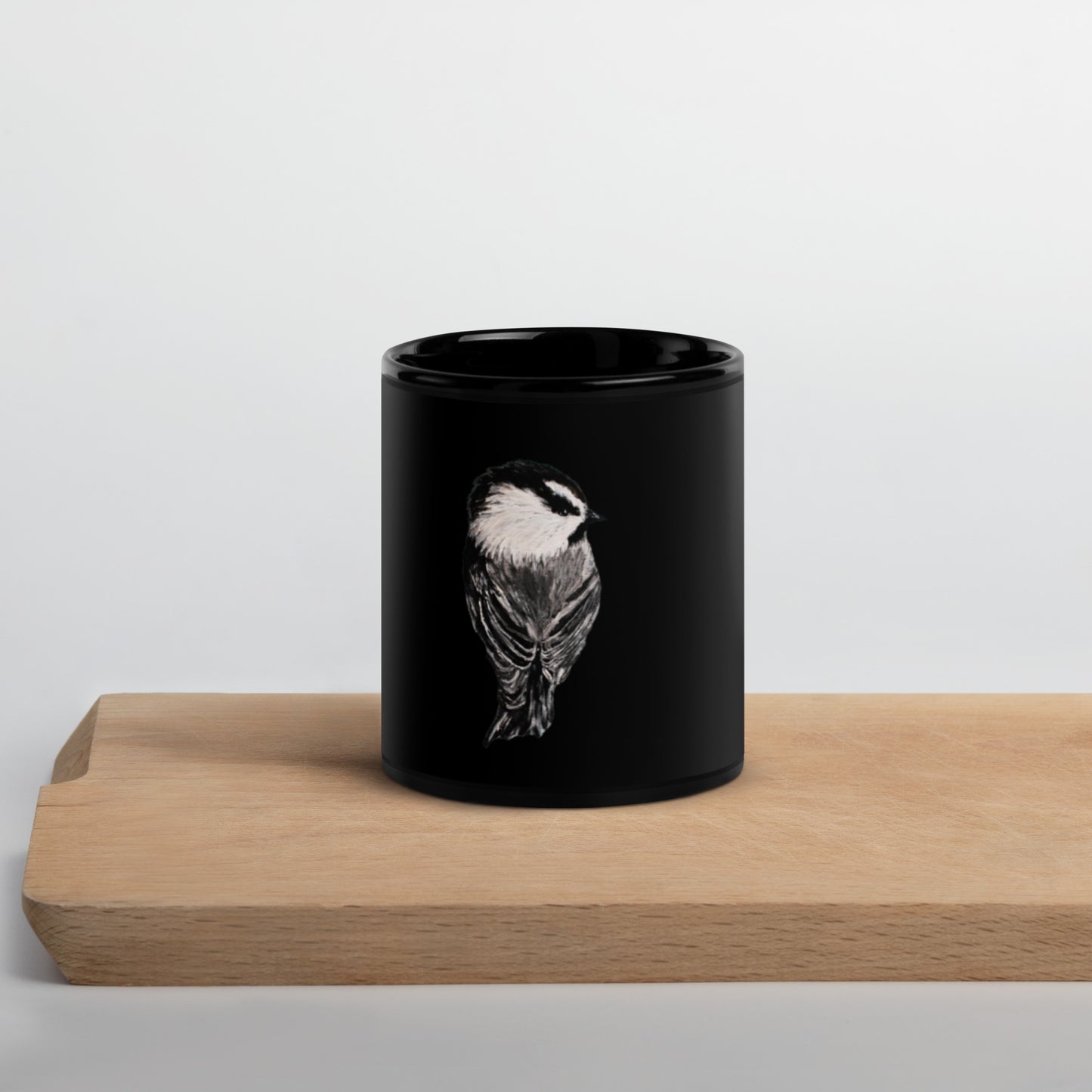 Mountain Chickadee Black Glossy Mug