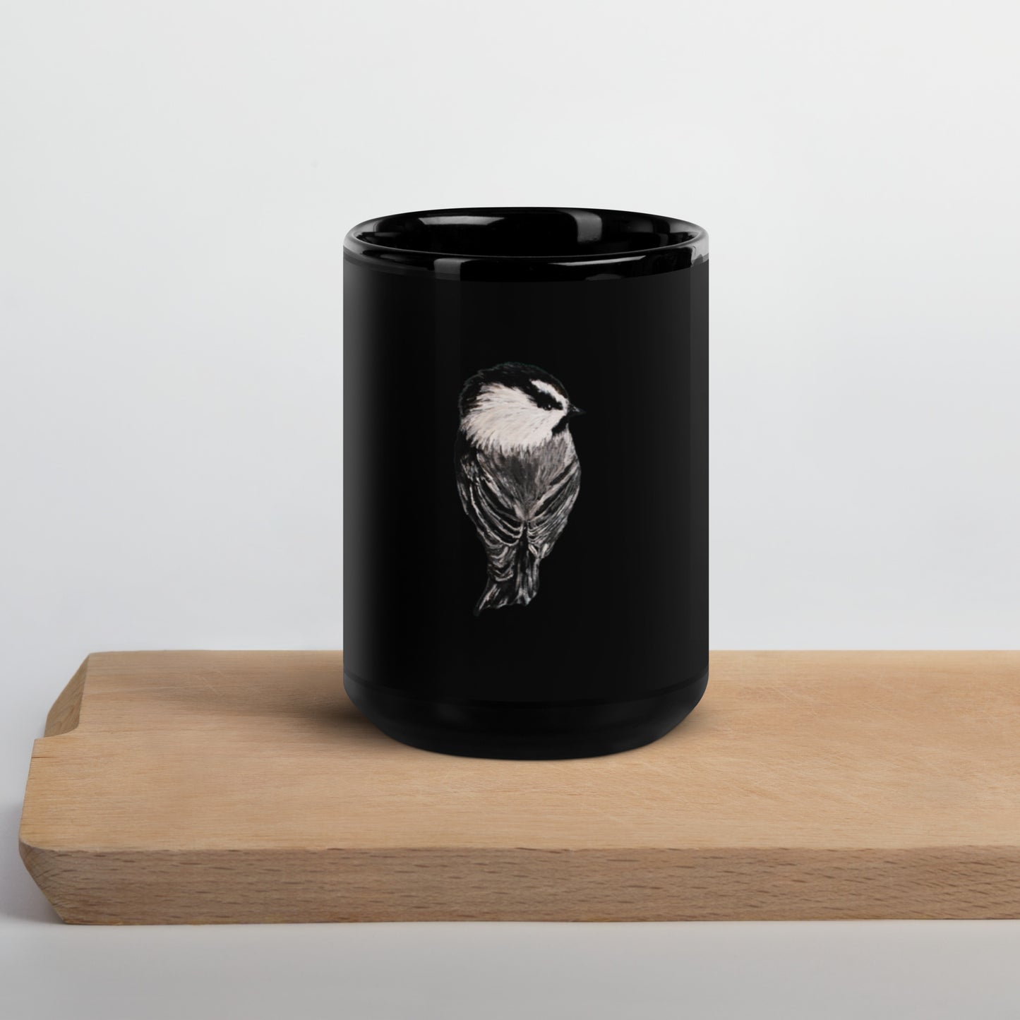 Mountain Chickadee Black Glossy Mug