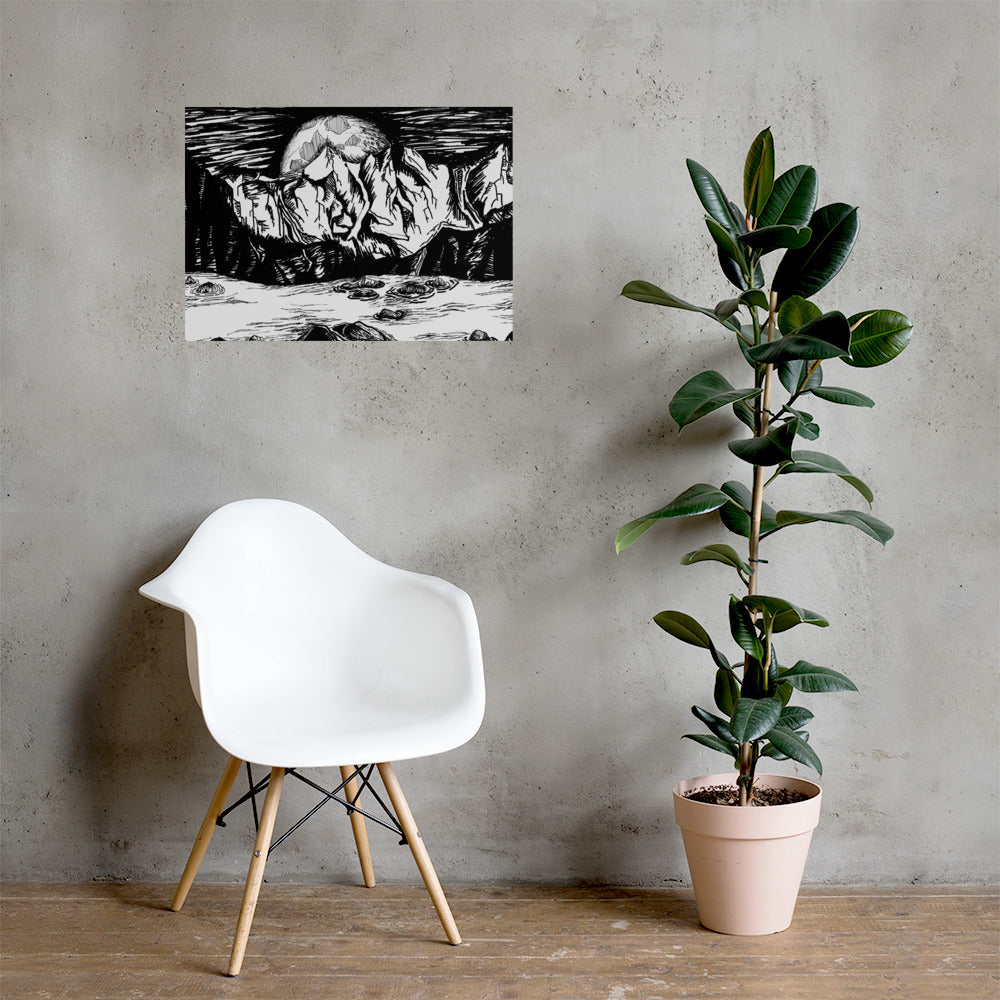 Moonlight Mountains Matte Poster