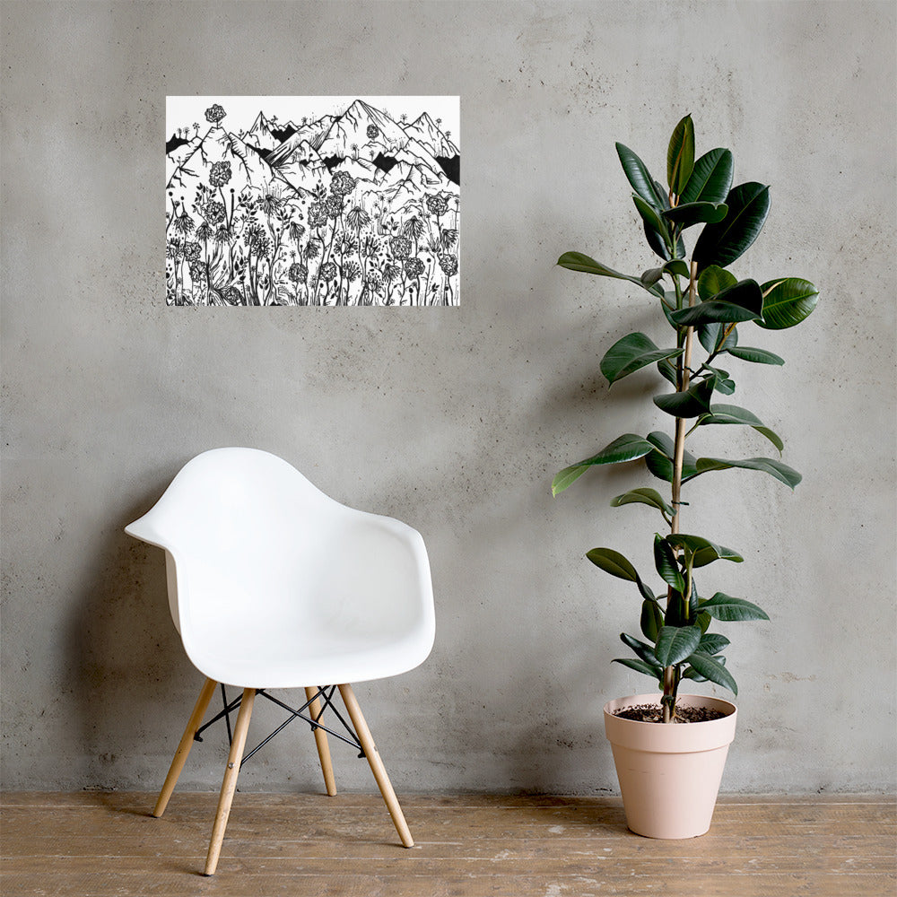 Wildflower Mountains Matte Poster