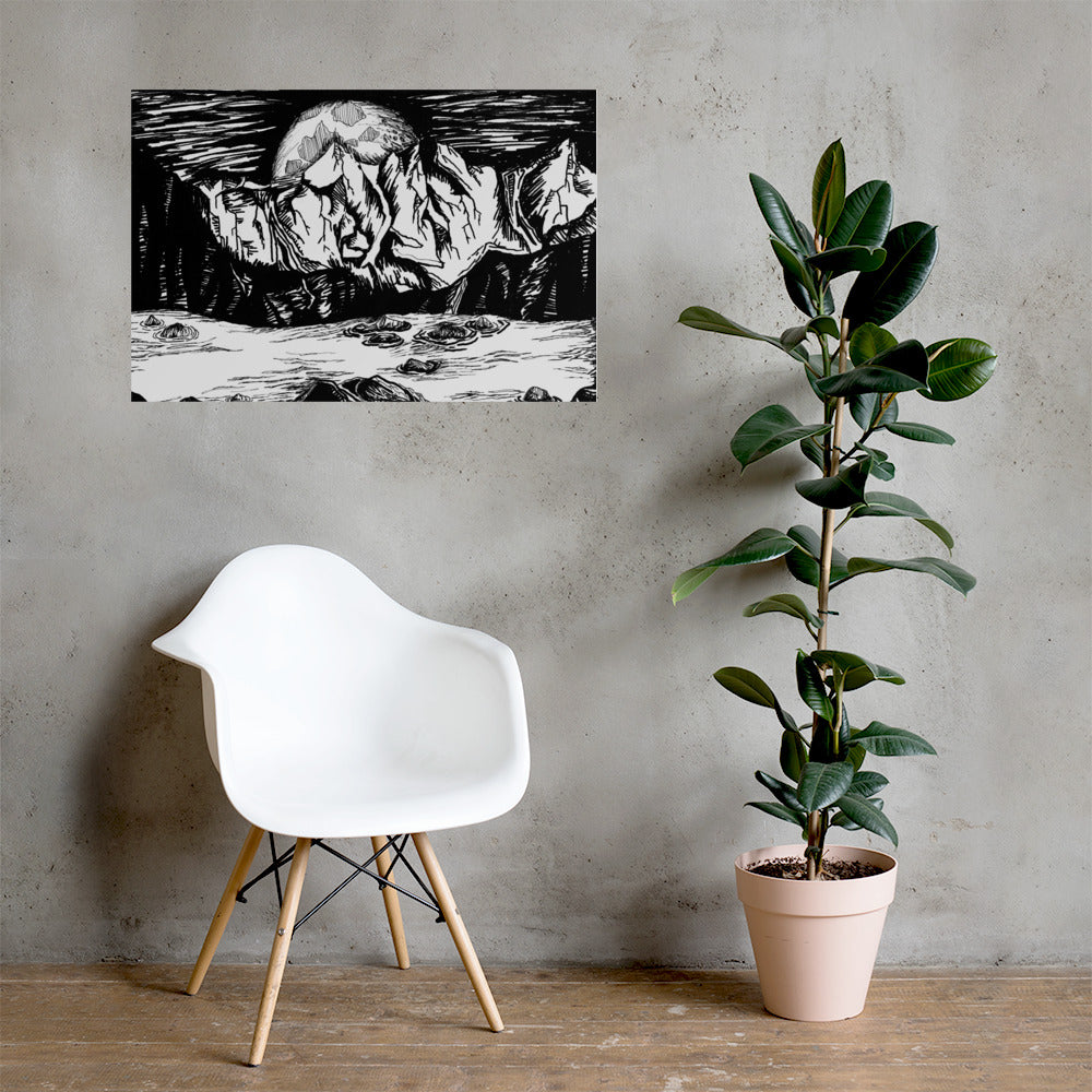Moonlight Mountains Matte Poster