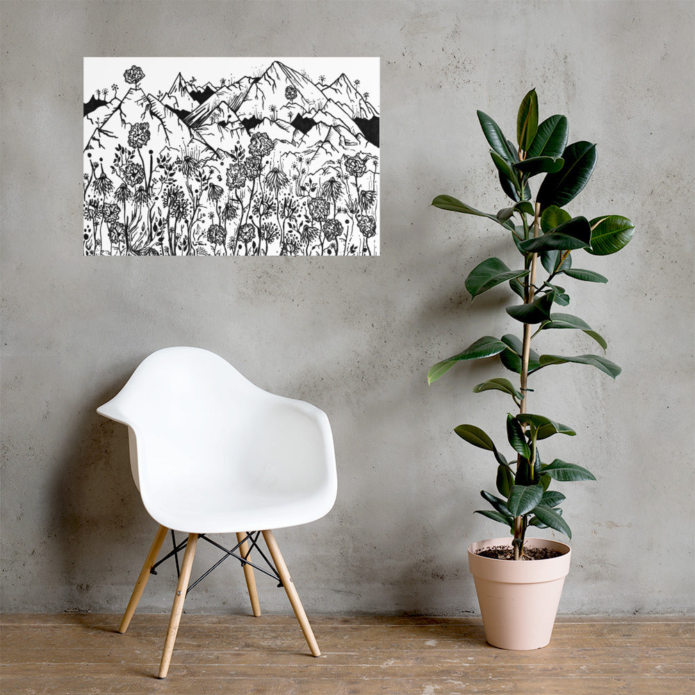 Wildflower Mountains Matte Poster