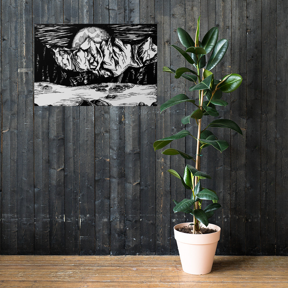 Moonlight Mountains Matte Poster