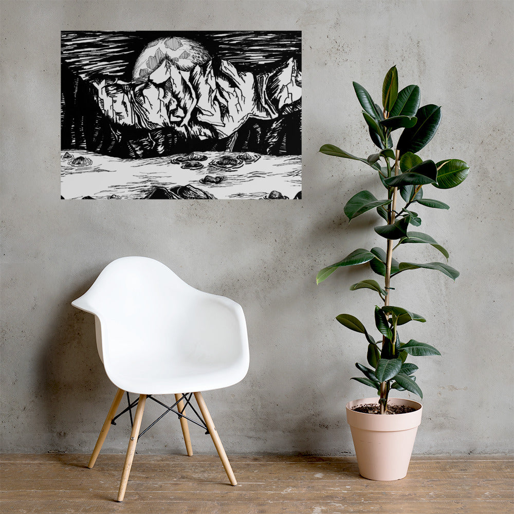 Moonlight Mountains Matte Poster