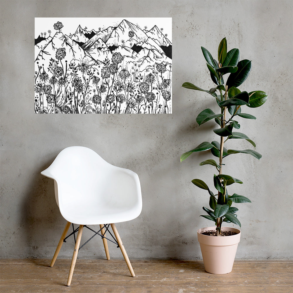 Wildflower Mountains Matte Poster