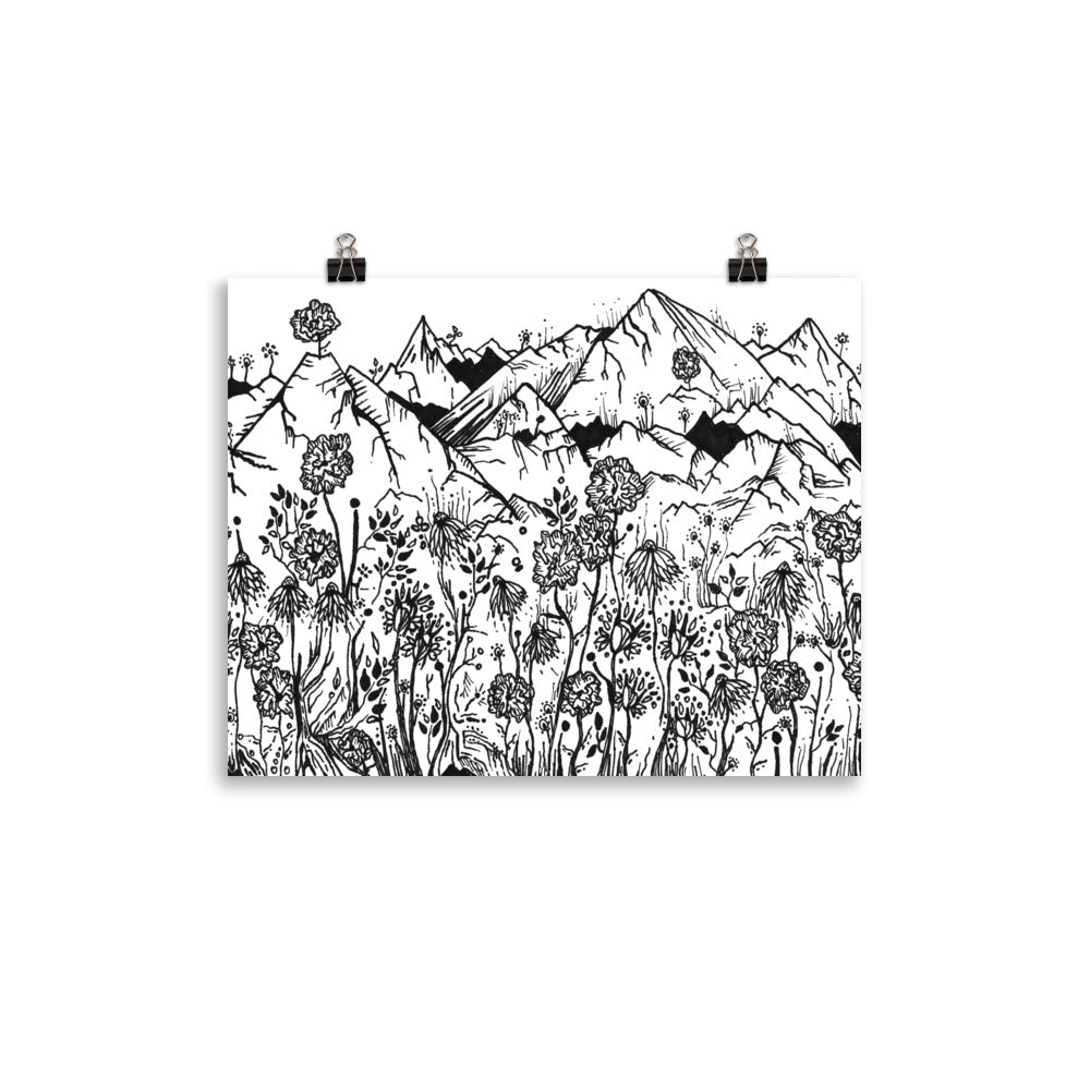 Wildflower Mountains Matte Poster