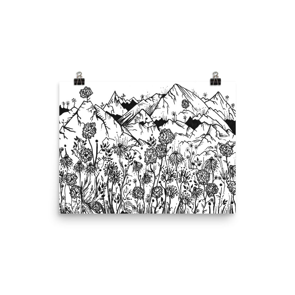 Wildflower Mountains Matte Poster