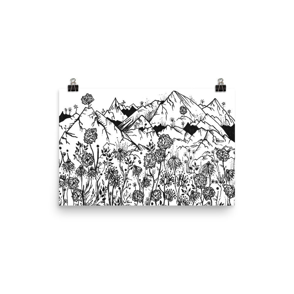 Wildflower Mountains Matte Poster