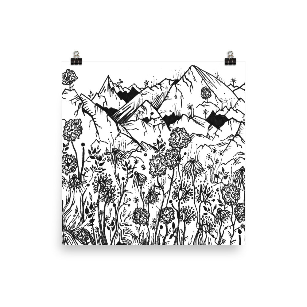 Wildflower Mountains Matte Poster