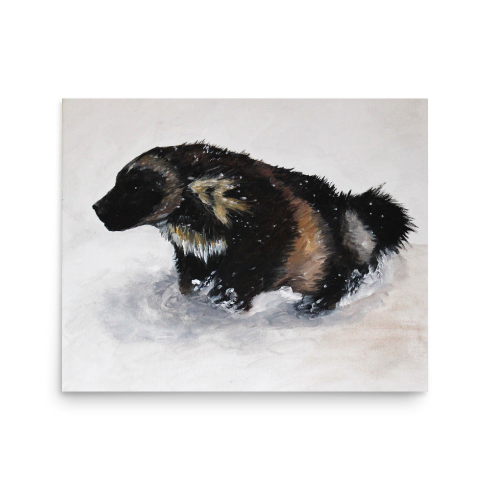 Snowy Wolverine Matte Poster