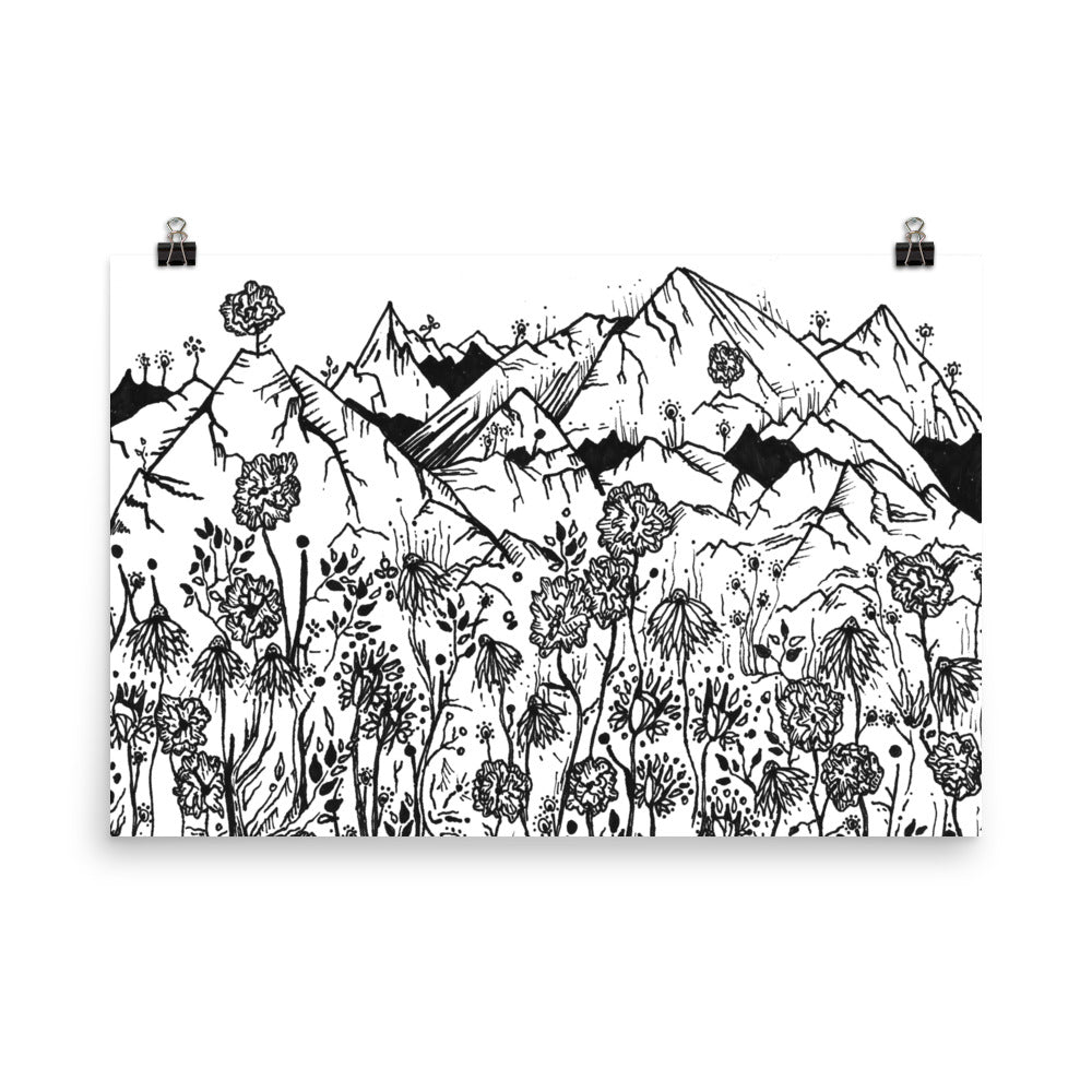Wildflower Mountains Matte Poster