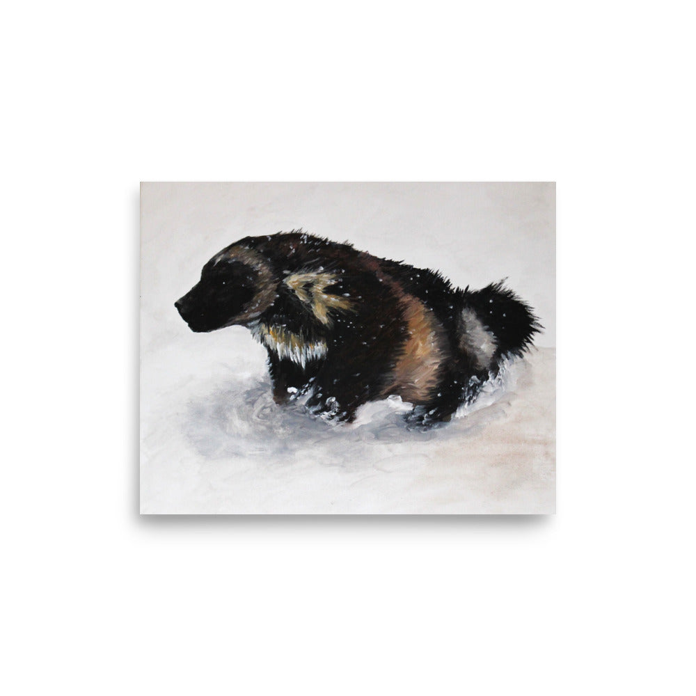 Snowy Wolverine Matte Poster