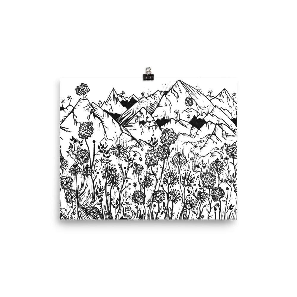 Wildflower Mountains Matte Poster
