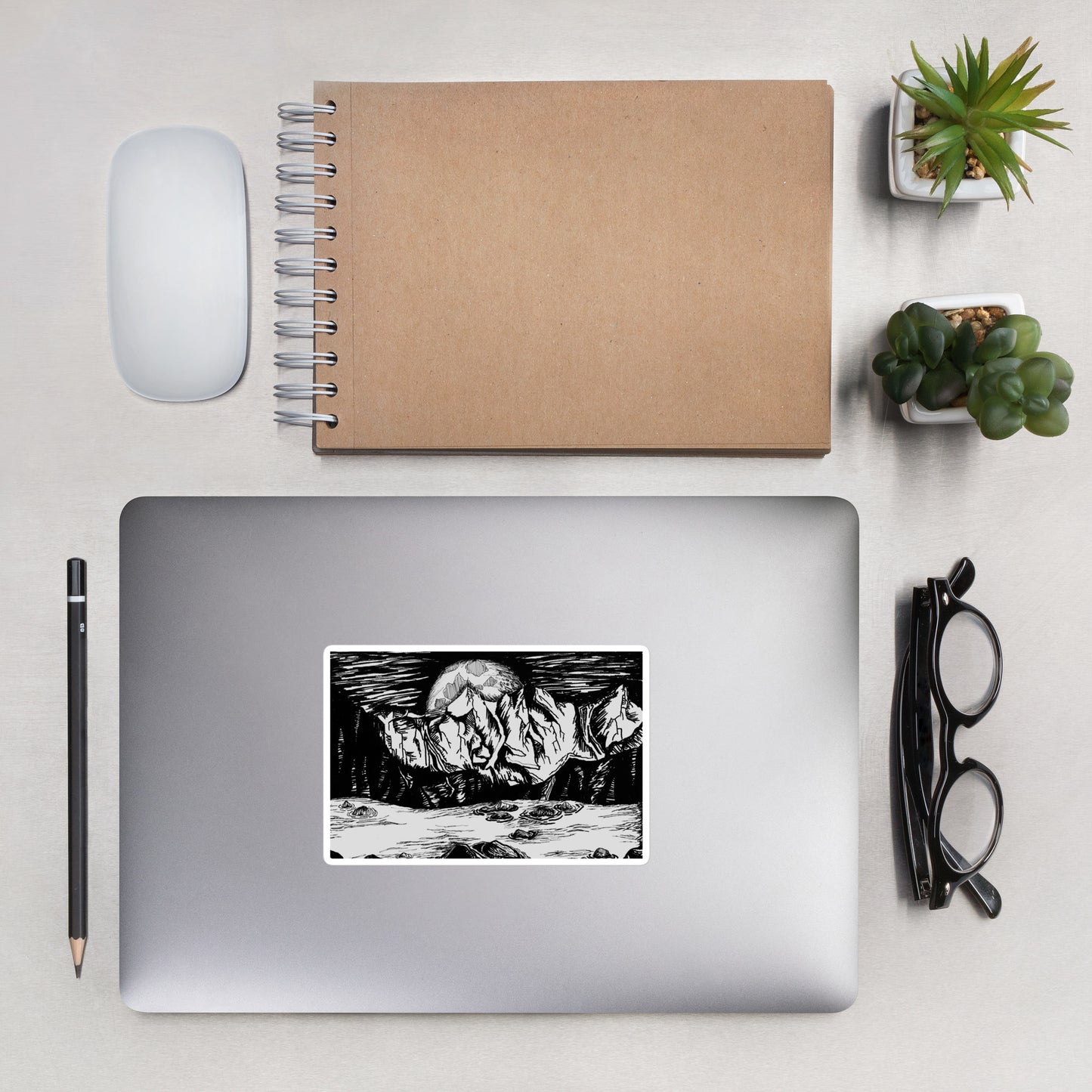 Moonlight Mountains Sticker