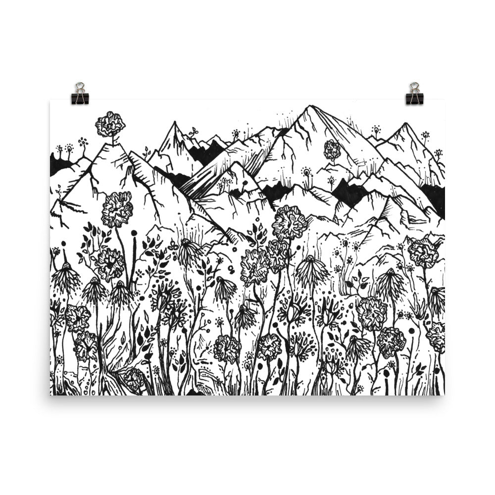 Wildflower Mountains Photo paper poster