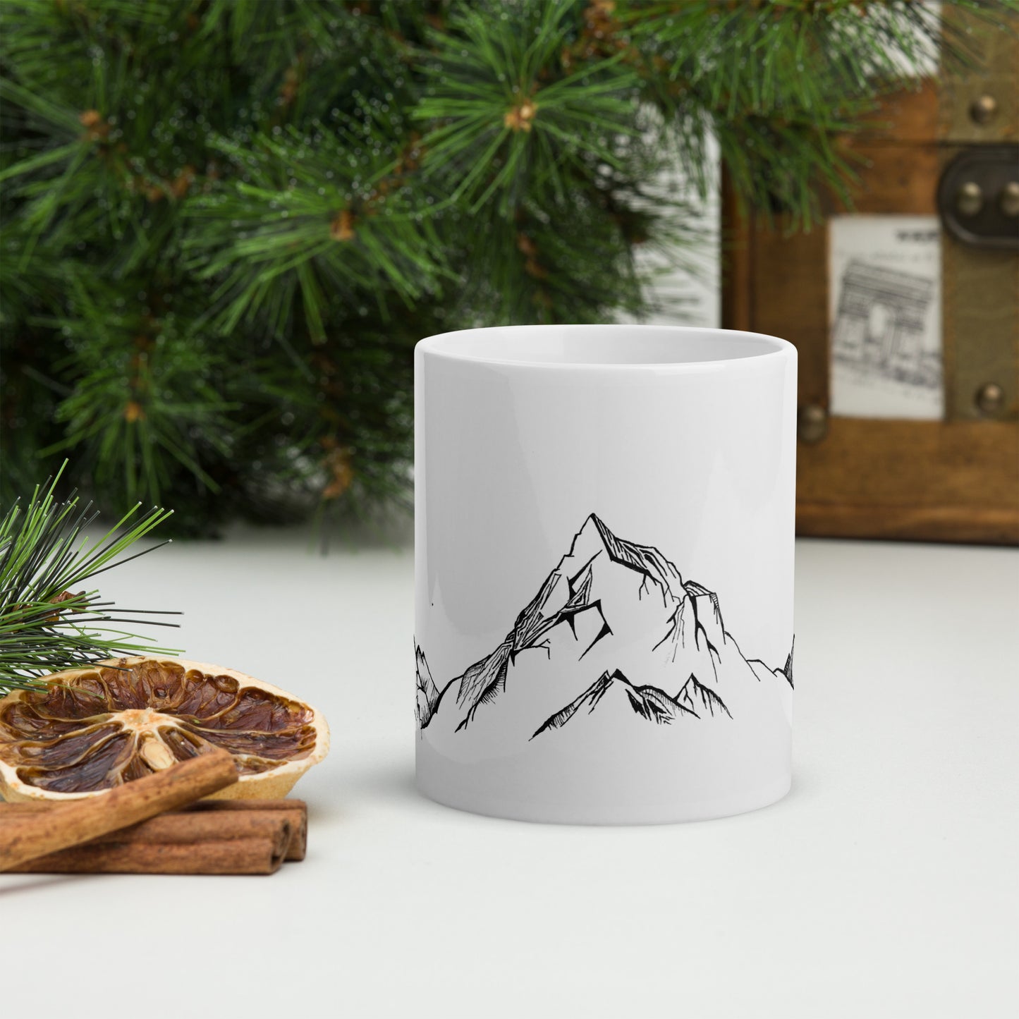 Simple Mountains White glossy mug