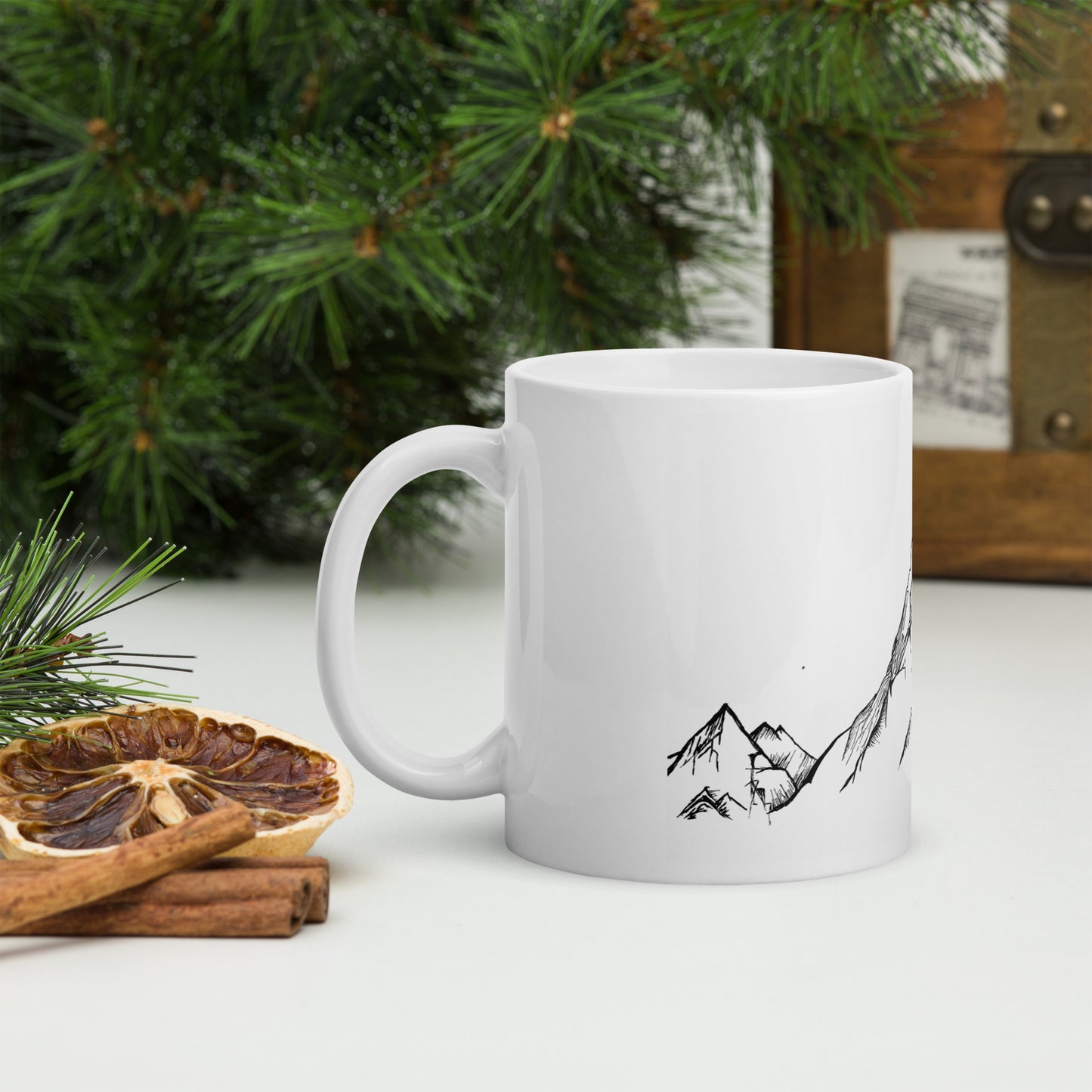 Simple Mountains White glossy mug