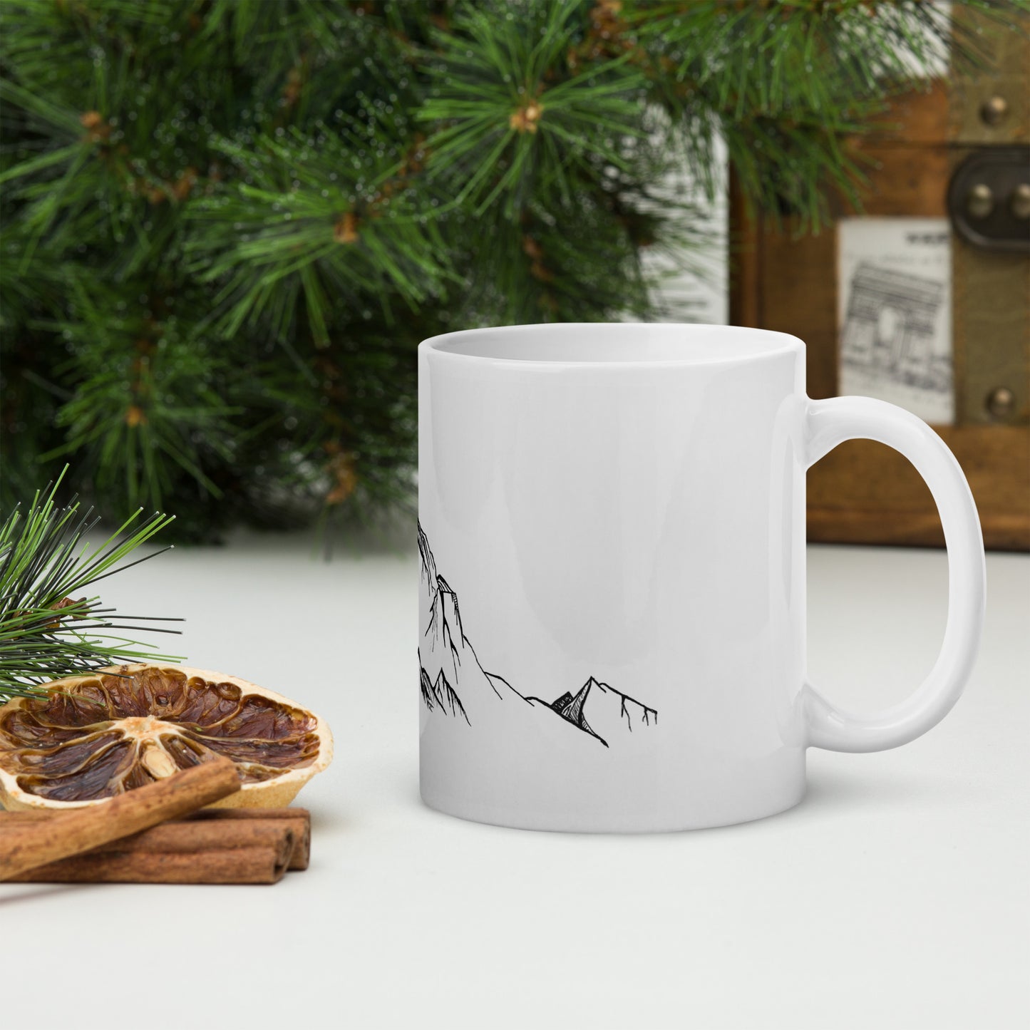 Simple Mountains White glossy mug