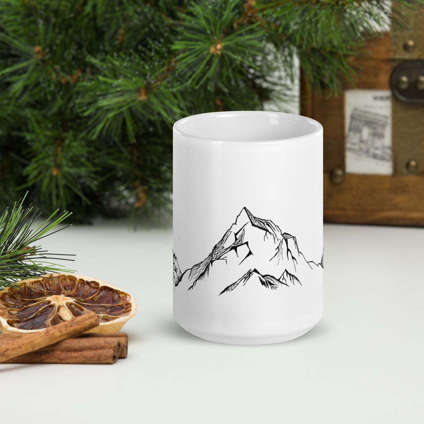 Simple Mountains White glossy mug