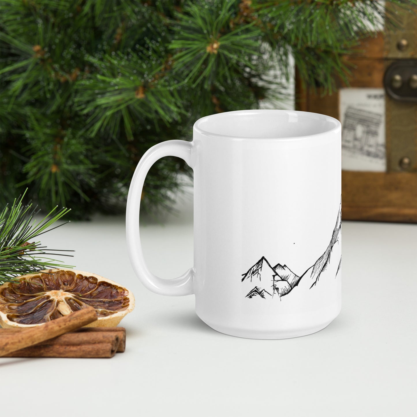 Simple Mountains White glossy mug