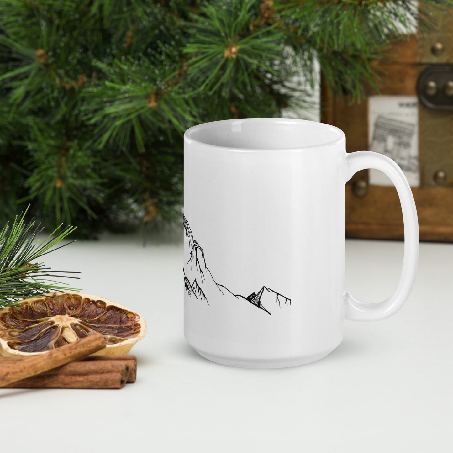 Simple Mountains White glossy mug