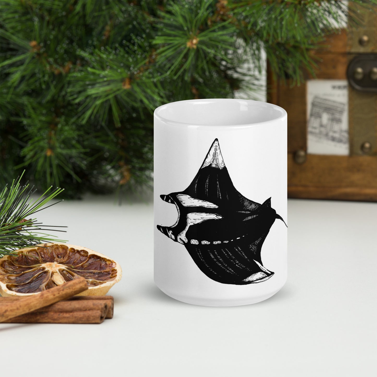 Manta Ray White glossy mug