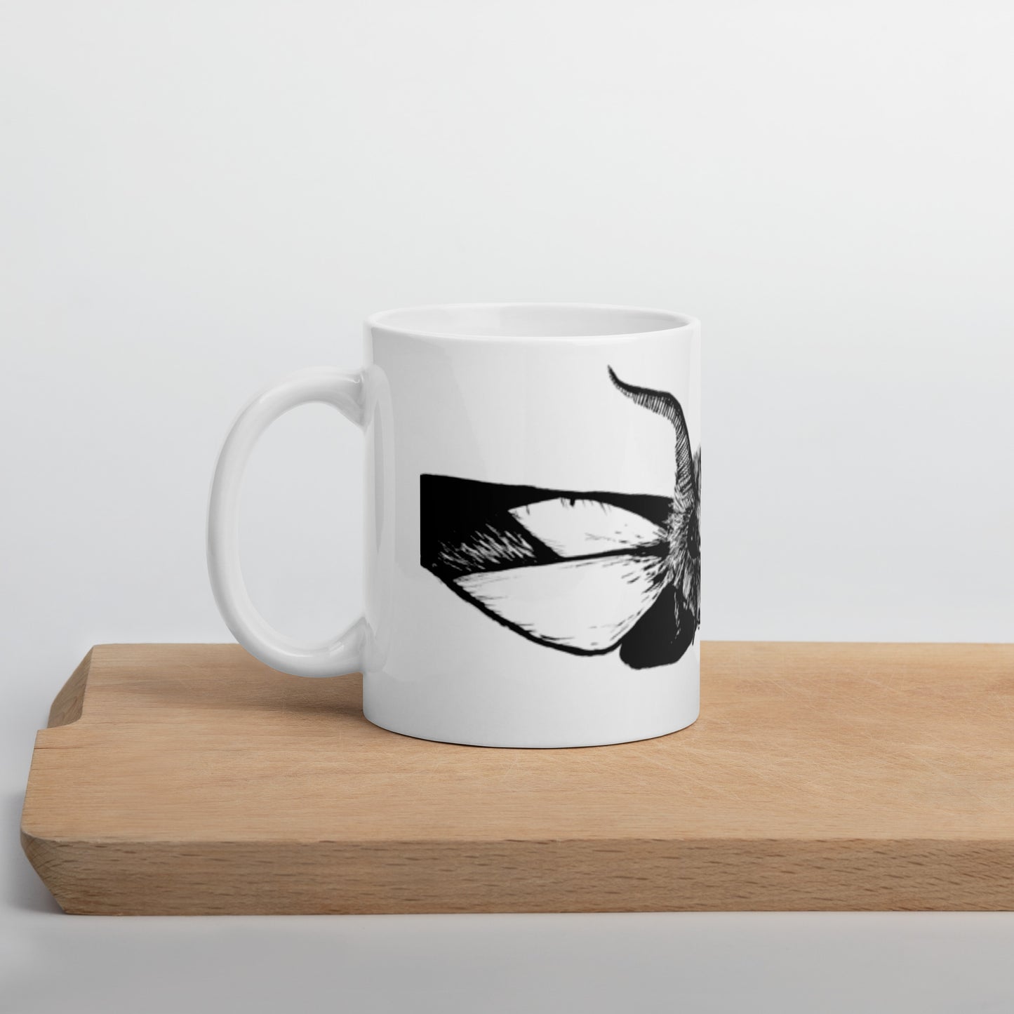 Night Moth White glossy mug