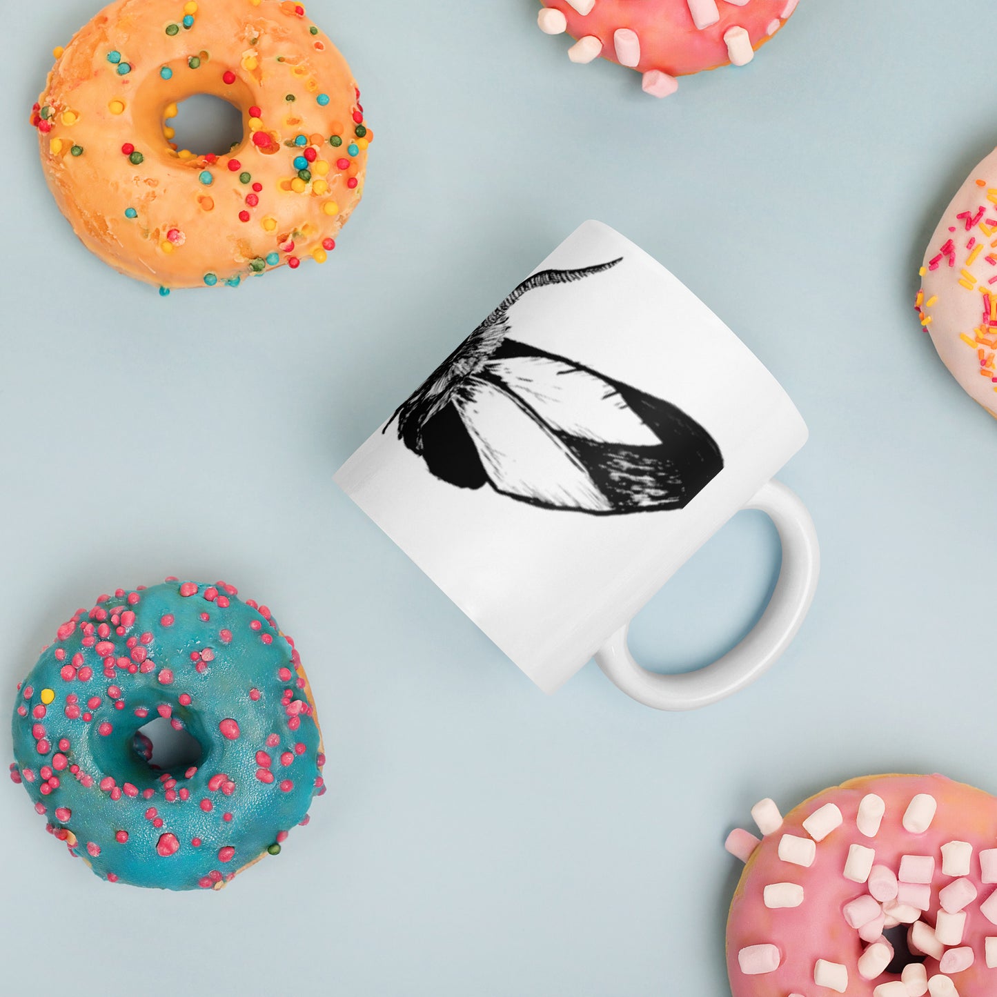 Night Moth White glossy mug