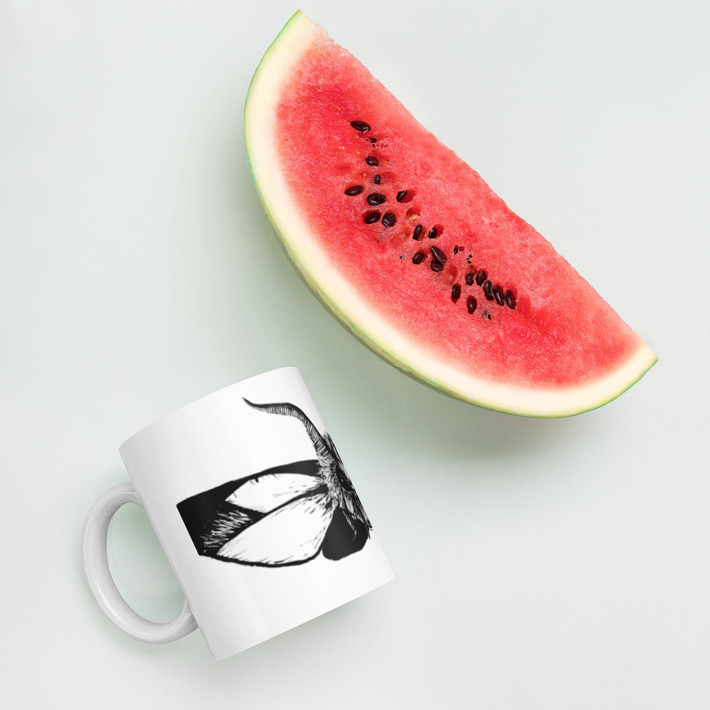 Night Moth White glossy mug