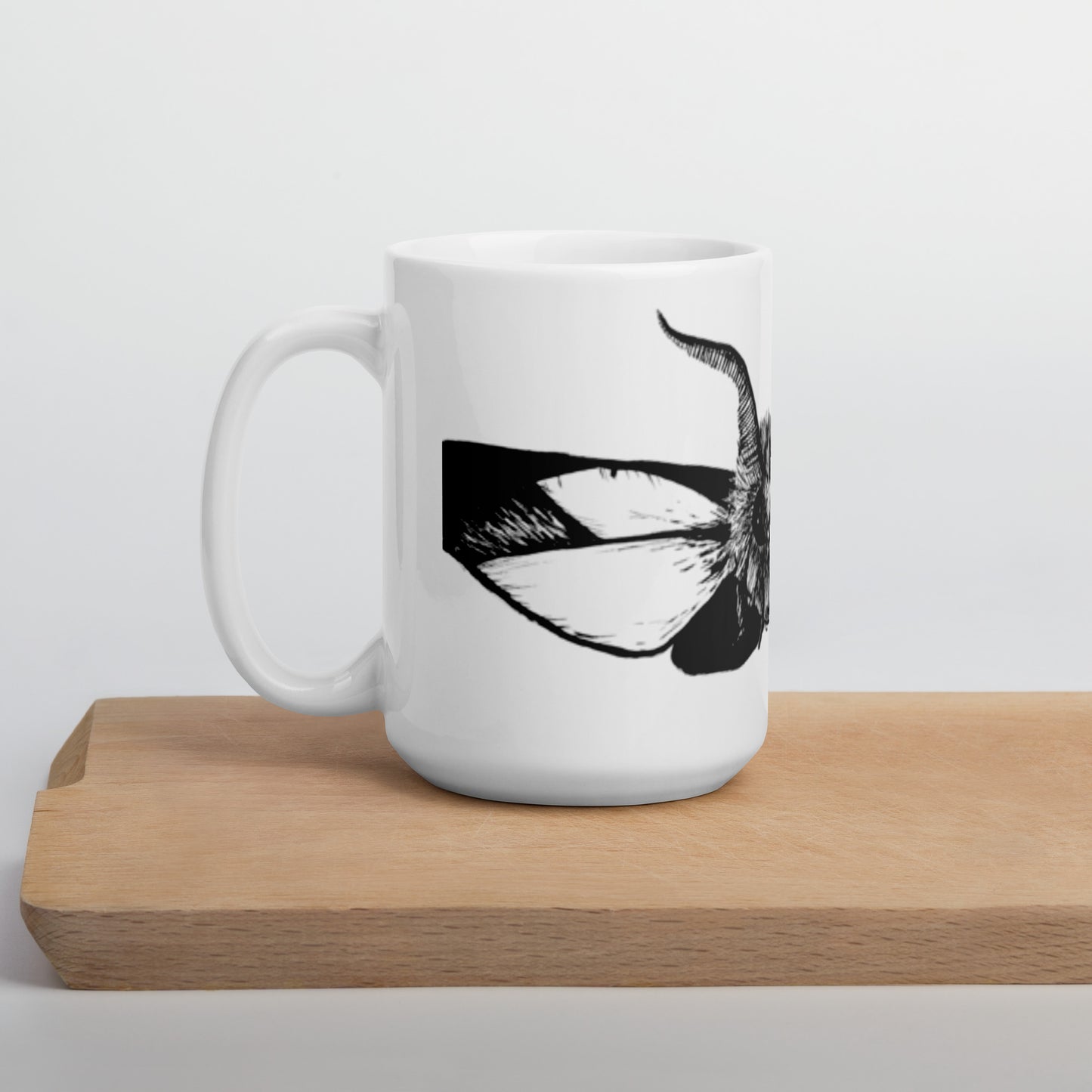 Night Moth White glossy mug