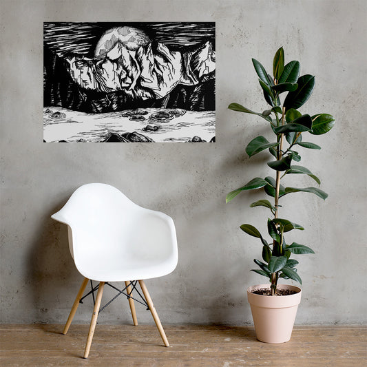 Moonlight Mountains Matte Poster