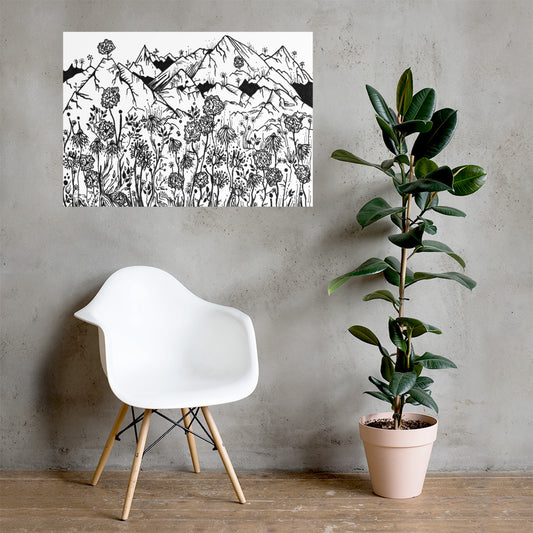 Wildflower Mountains Matte Poster