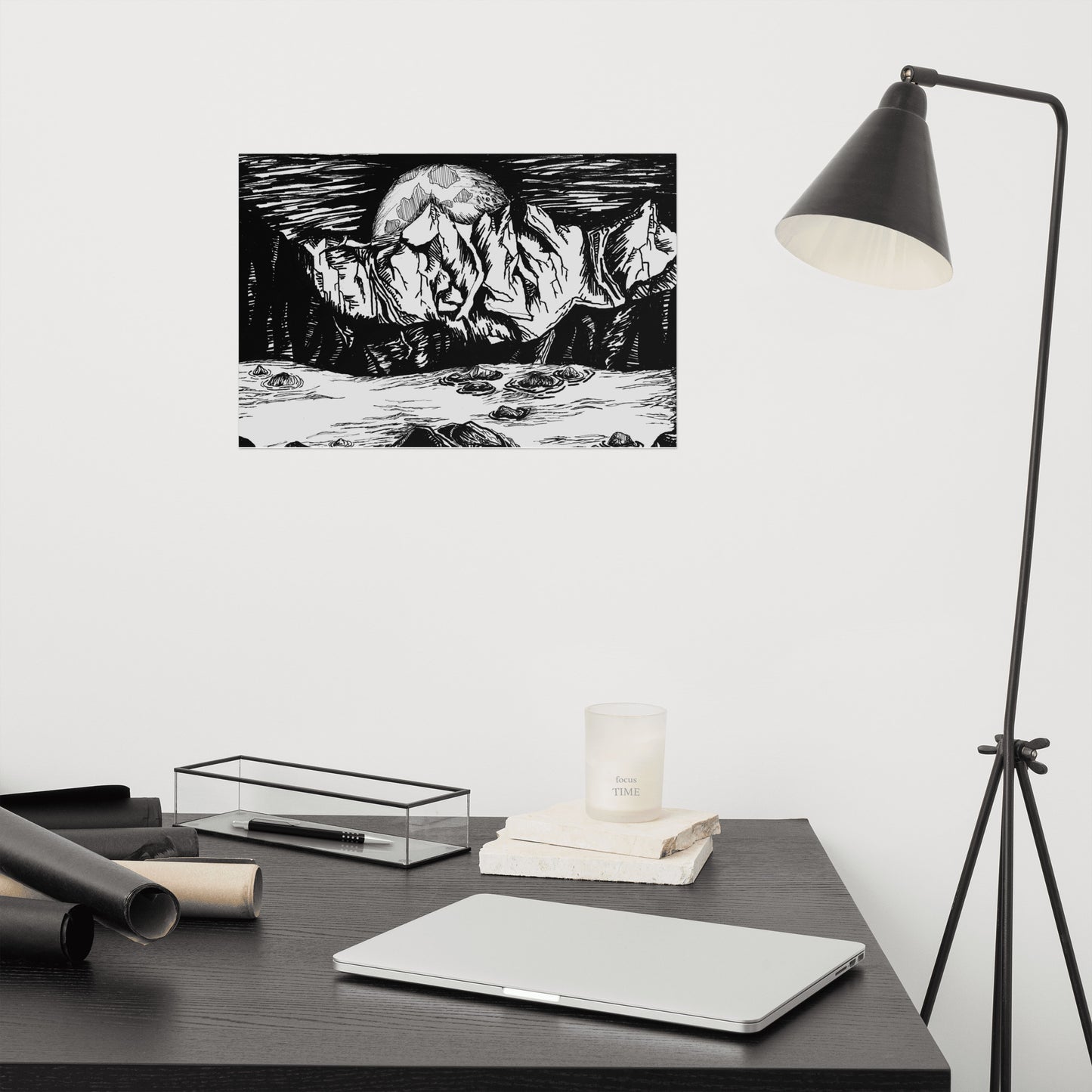 Moonlight Mountains Matte Poster