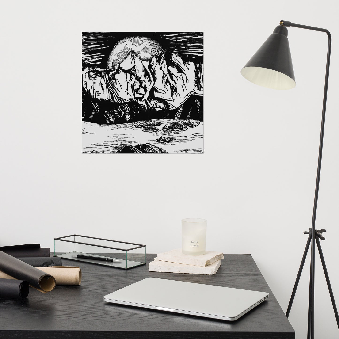 Moonlight Mountains Matte Poster