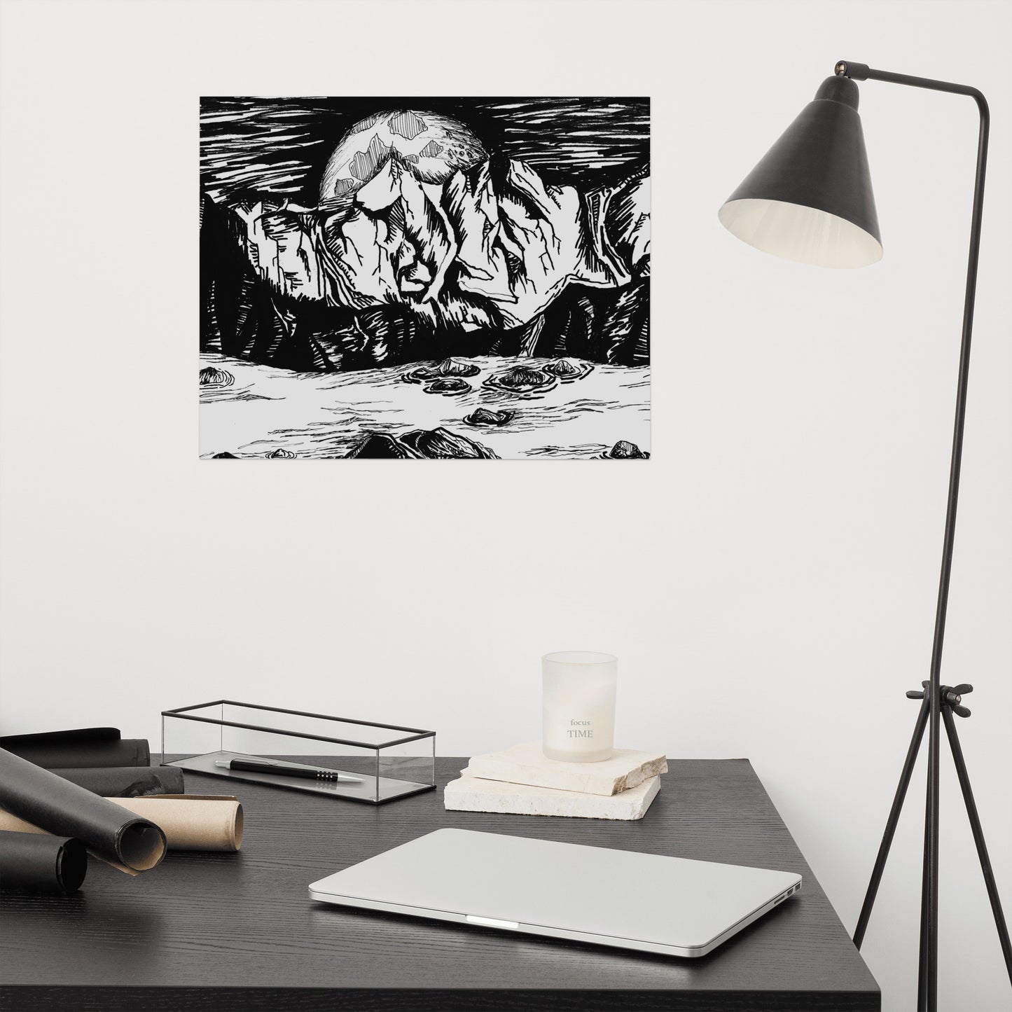 Moonlight Mountains Matte Poster