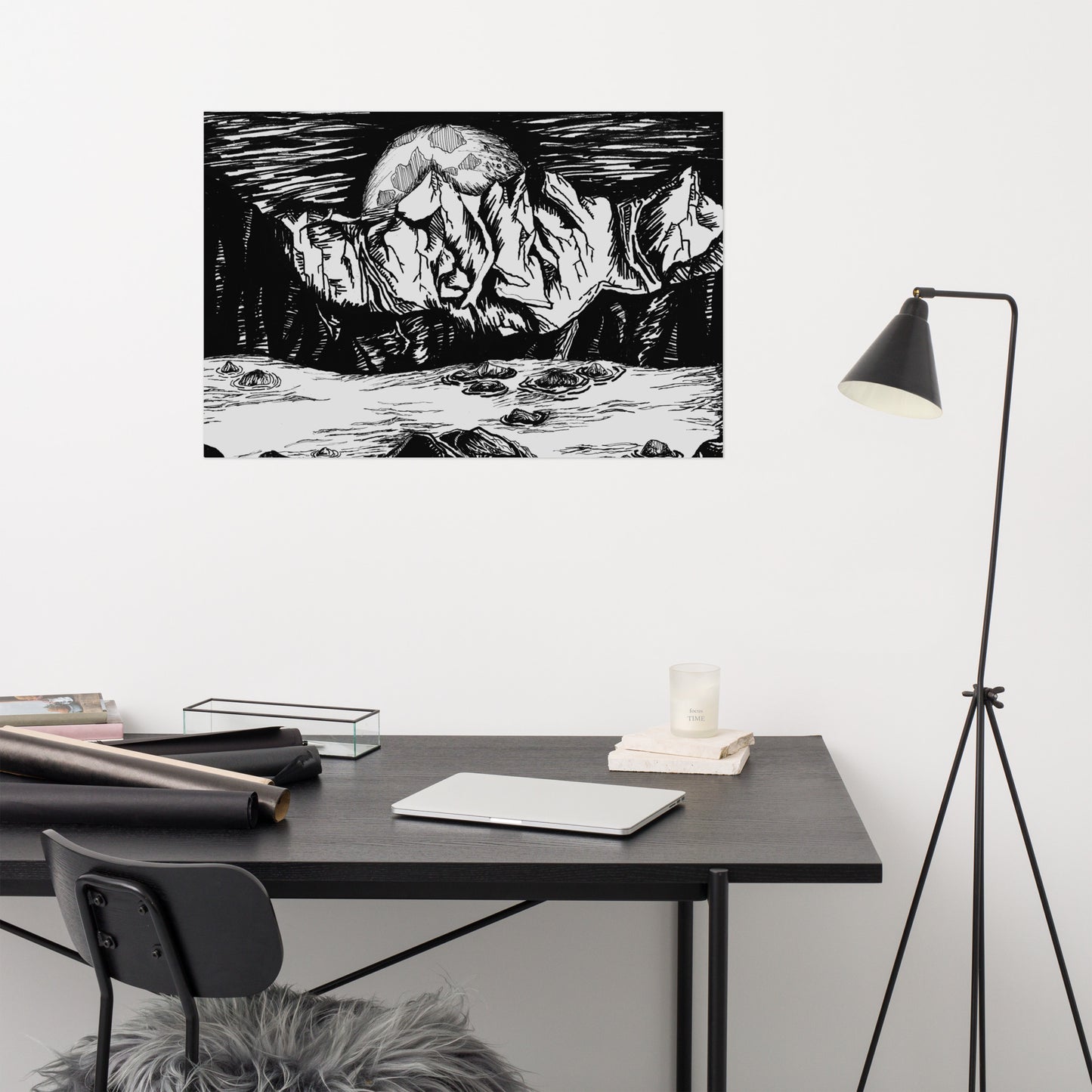 Moonlight Mountains Matte Poster