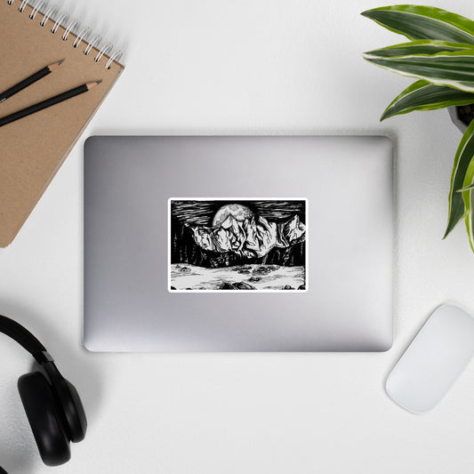 Moonlight Mountains Sticker