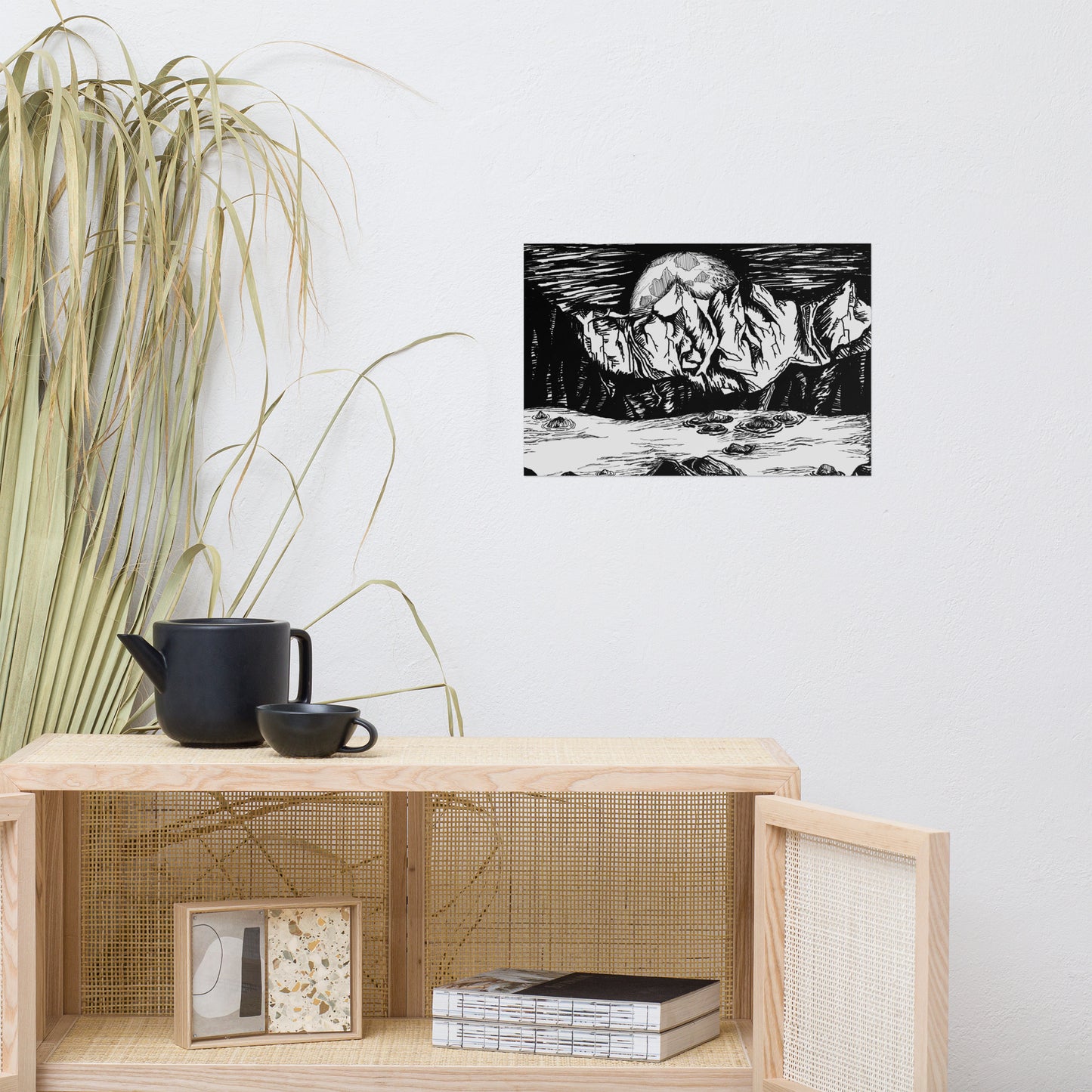 Moonlight Mountains Photo paper poster