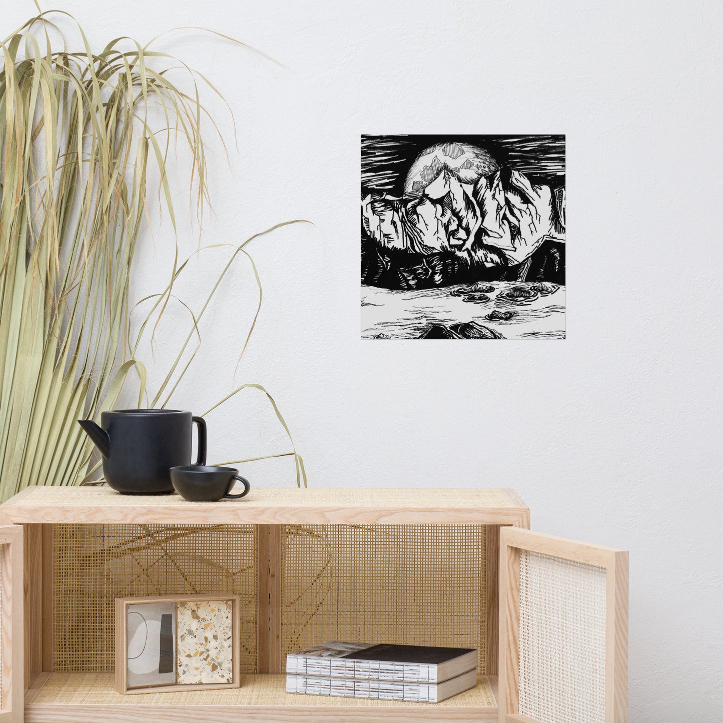 Moonlight Mountains Photo paper poster