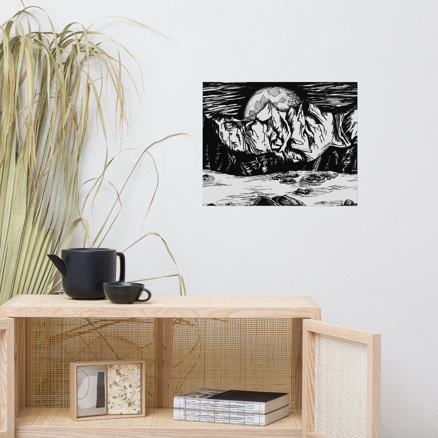 Moonlight Mountains Photo paper poster