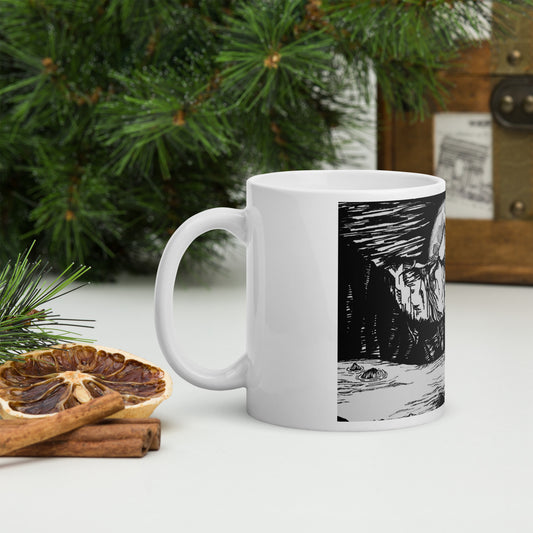 Moonlight Mountains White glossy mug