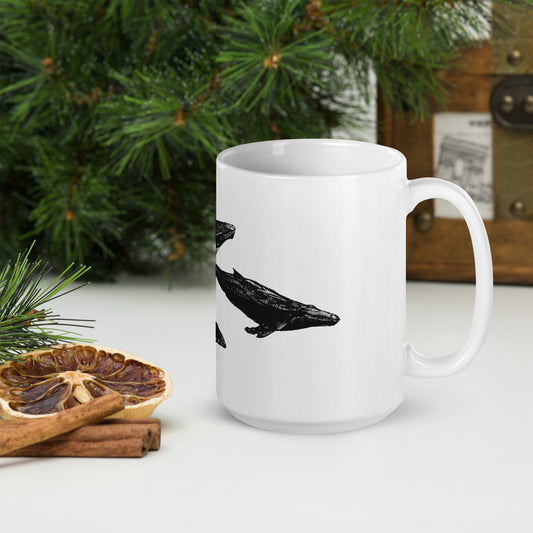 Humpback Migration White glossy mug